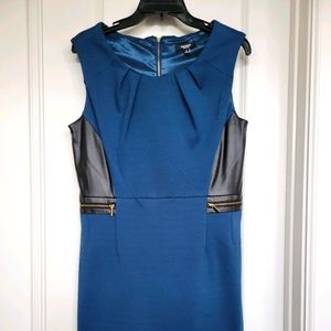 Blue dress with faux leather accents NWOT